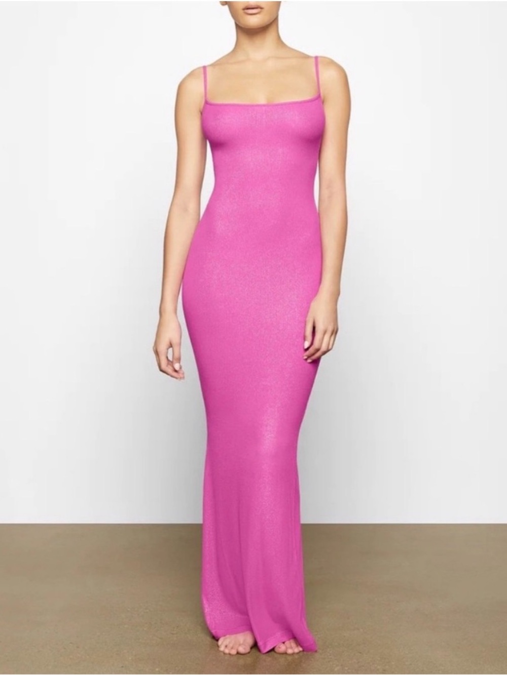SKIMS Soft Lounge Shimmer Dress in Hot Pink
